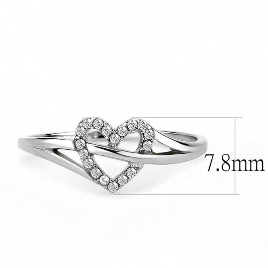 DA259 - High polished (no plating) Stainless Steel Ring with AAA Grade CZ in Clear - Alamode - Flyclothing LLC
