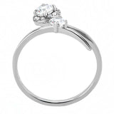 DA260 - High polished (no plating) Stainless Steel Ring with AAA Grade CZ in Clear - Alamode - Flyclothing LLC