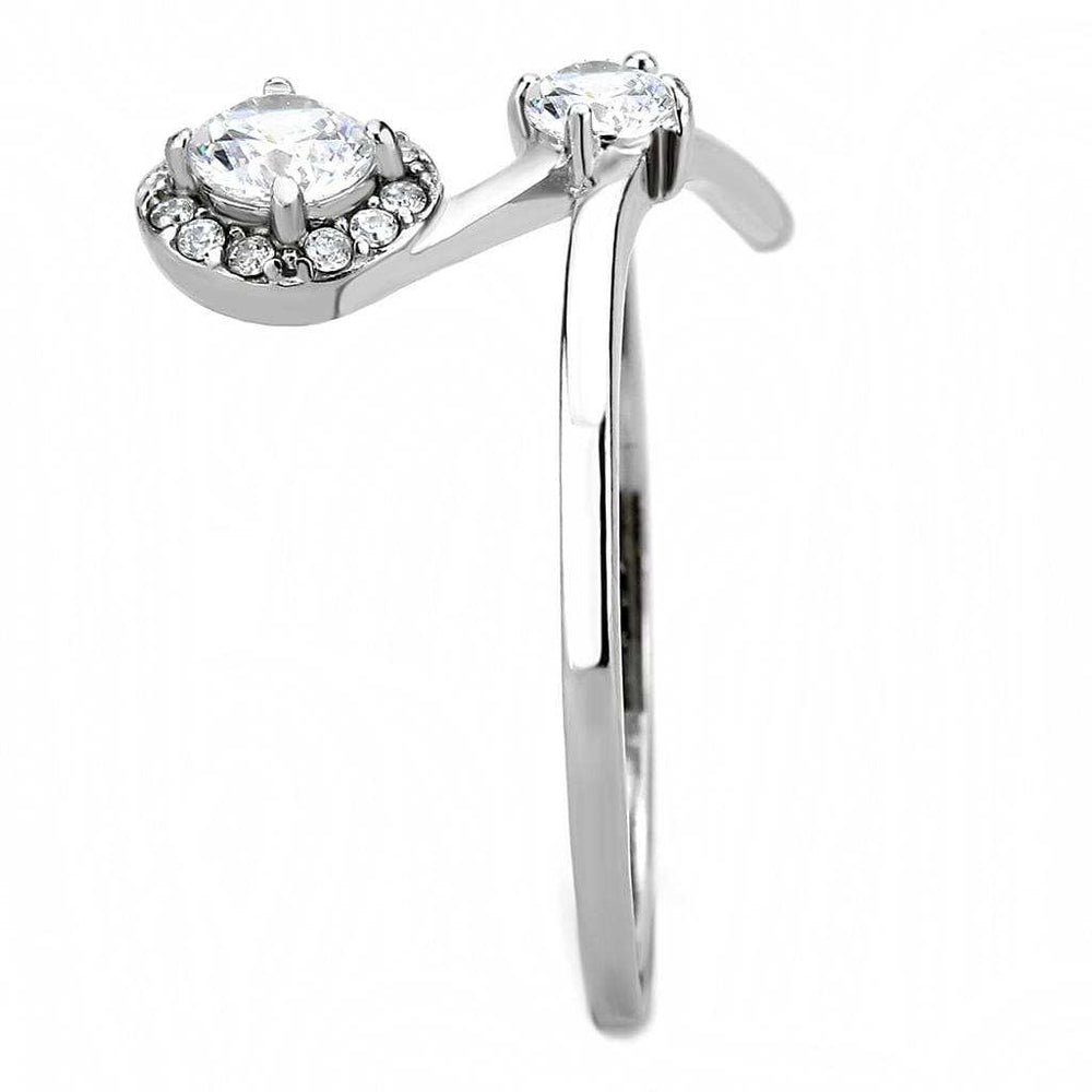 DA260 - High polished (no plating) Stainless Steel Ring with AAA Grade CZ in Clear - Alamode - Flyclothing LLC