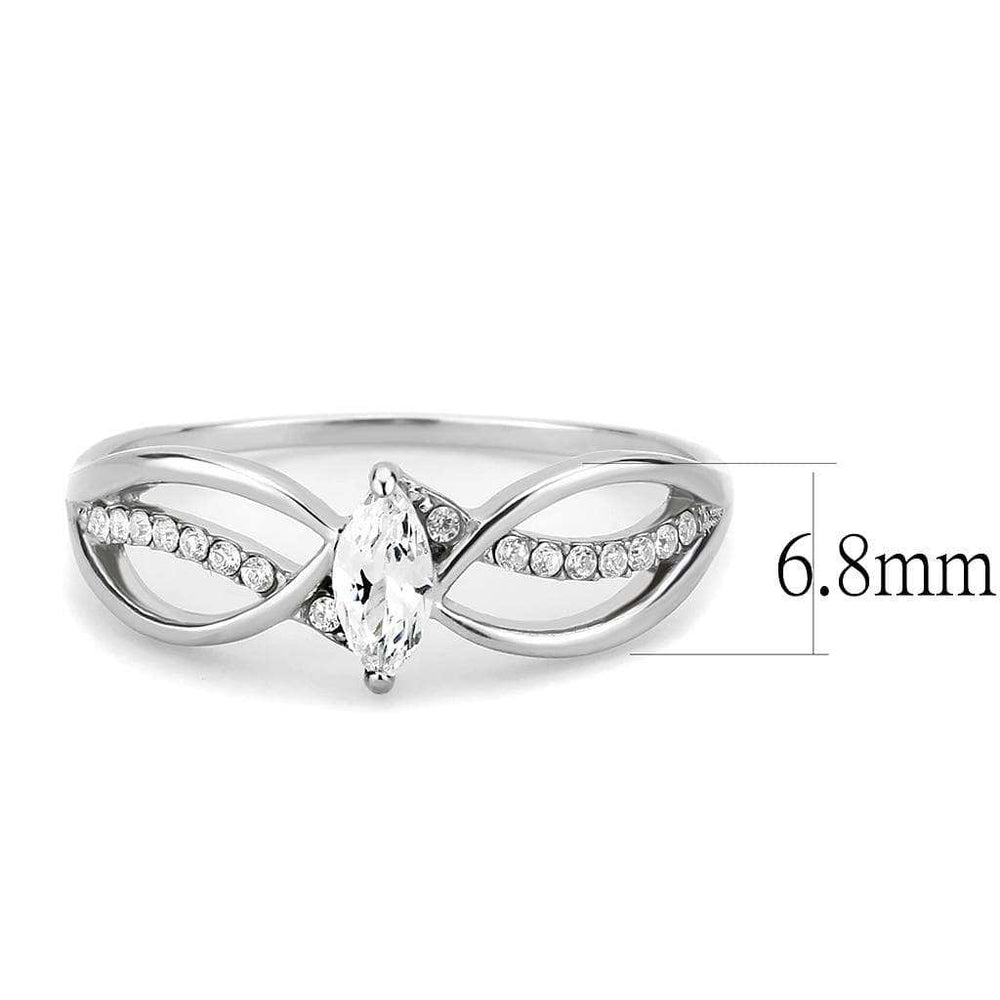DA262 - High polished (no plating) Stainless Steel Ring with AAA Grade CZ in Clear - Alamode - Flyclothing LLC