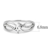 DA262 - High polished (no plating) Stainless Steel Ring with AAA Grade CZ in Clear - Alamode - Flyclothing LLC