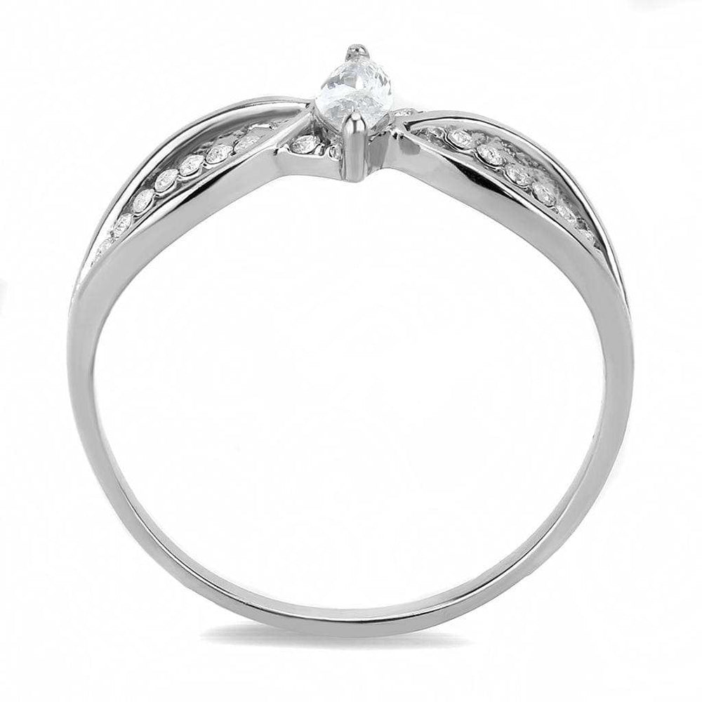 DA262 - High polished (no plating) Stainless Steel Ring with AAA Grade CZ in Clear - Alamode - Flyclothing LLC