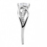 DA262 - High polished (no plating) Stainless Steel Ring with AAA Grade CZ in Clear - Alamode - Flyclothing LLC