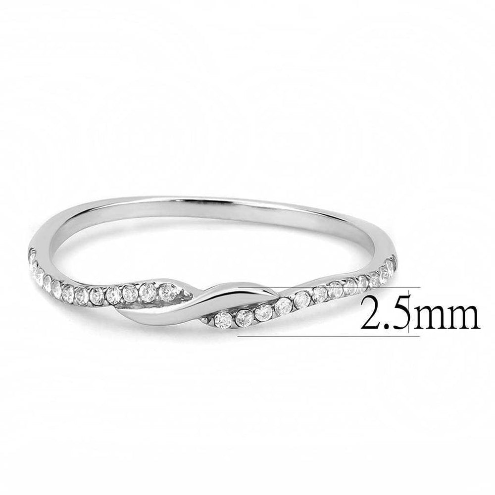 DA263 - High polished (no plating) Stainless Steel Ring with AAA Grade CZ in Clear - Alamode - Flyclothing LLC