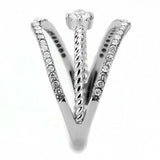 DA264 - High polished (no plating) Stainless Steel Ring with AAA Grade CZ in Clear - Alamode - Flyclothing LLC