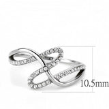 DA265 - High polished (no plating) Stainless Steel Ring with AAA Grade CZ in Clear - Alamode - Flyclothing LLC
