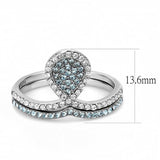 DA268 - High polished (no plating) Stainless Steel Ring with AAA Grade CZ in Sea Blue - Alamode - Flyclothing LLC