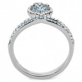 DA268 - High polished (no plating) Stainless Steel Ring with AAA Grade CZ in Sea Blue - Alamode - Flyclothing LLC