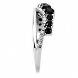 DA269 - High polished (no plating) Stainless Steel Ring with AAA Grade CZ in Black Diamond - Alamode - Flyclothing LLC