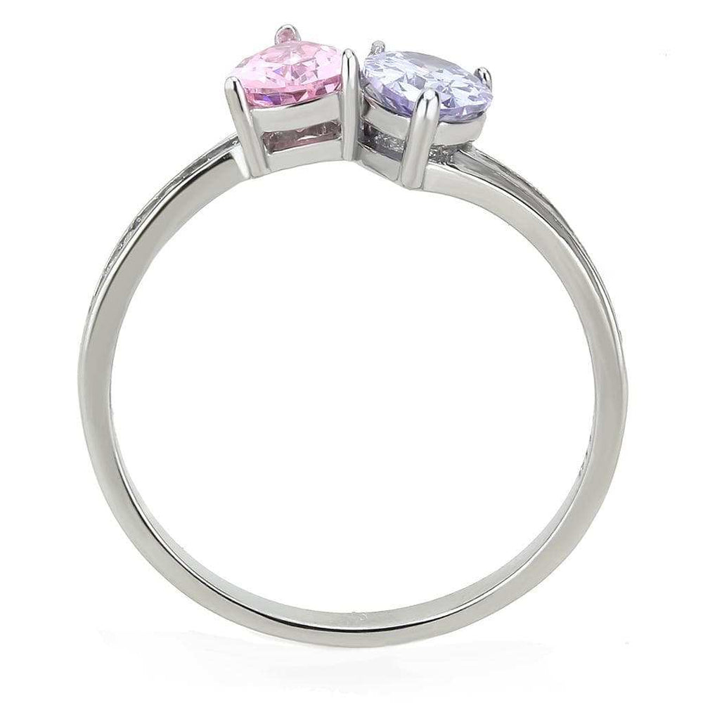DA270 - High polished (no plating) Stainless Steel Ring with AAA Grade CZ in Multi Color - Alamode - Flyclothing LLC