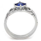 DA272 - High polished (no plating) Stainless Steel Ring with Synthetic Spinel in London Blue - Alamode - Flyclothing LLC