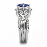 DA272 - High polished (no plating) Stainless Steel Ring with Synthetic Spinel in London Blue - Alamode - Flyclothing LLC