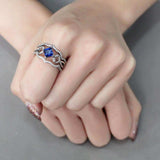 DA272 - High polished (no plating) Stainless Steel Ring with Synthetic Spinel in London Blue - Alamode - Flyclothing LLC
