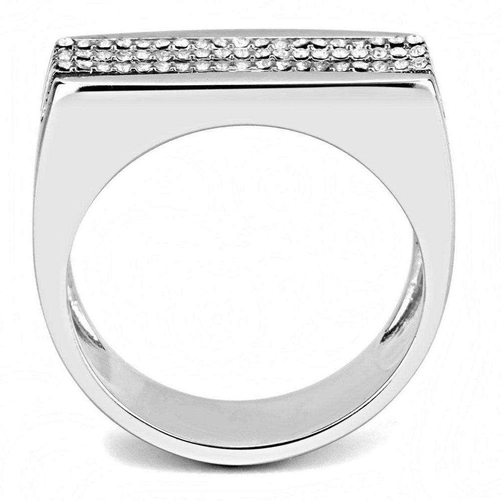 DA279 - High polished (no plating) Stainless Steel Ring with AAA Grade CZ in Clear - Alamode - Flyclothing LLC
