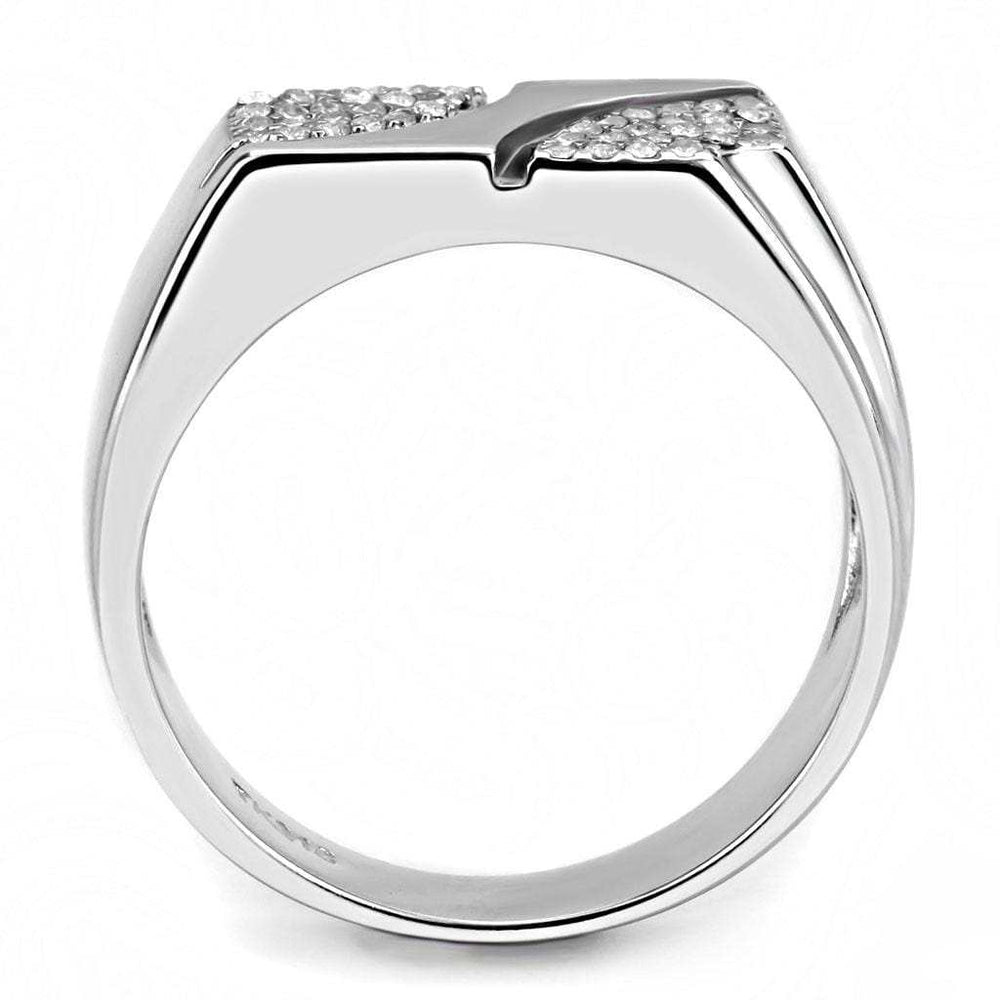 DA280 - High polished (no plating) Stainless Steel Ring with AAA Grade CZ in Clear - Alamode - Flyclothing LLC
