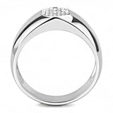 DA281 - High polished (no plating) Stainless Steel Ring with AAA Grade CZ in Clear - Alamode - Flyclothing LLC