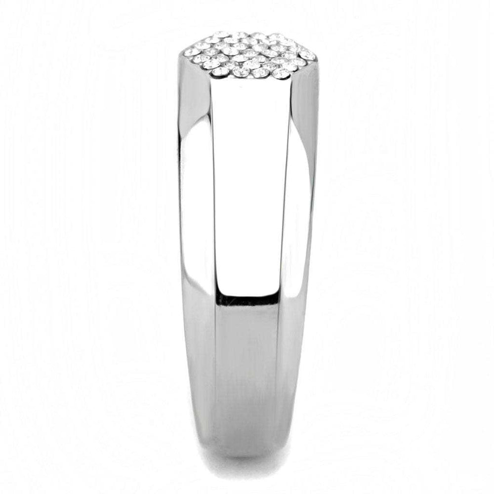 DA281 - High polished (no plating) Stainless Steel Ring with AAA Grade CZ in Clear - Alamode - Flyclothing LLC