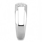 DA281 - High polished (no plating) Stainless Steel Ring with AAA Grade CZ in Clear - Alamode - Flyclothing LLC