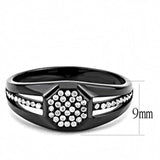 DA282 - IP Black(Ion Plating) Stainless Steel Ring with AAA Grade CZ in Clear - Alamode - Flyclothing LLC