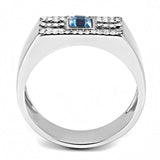 DA283 - High polished (no plating) Stainless Steel Ring with Top Grade Crystal in Sea Blue - Alamode - Flyclothing LLC