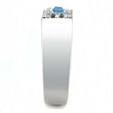 DA283 - High polished (no plating) Stainless Steel Ring with Top Grade Crystal in Sea Blue - Alamode - Flyclothing LLC