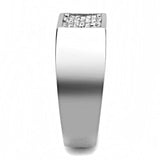 DA285 - High polished (no plating) Stainless Steel Ring with AAA Grade CZ in Clear - Alamode - Flyclothing LLC