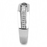 DA286 - High polished (no plating) Stainless Steel Ring with AAA Grade CZ in Black Diamond - Alamode - Flyclothing LLC