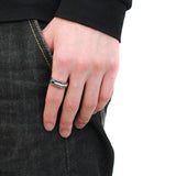DA286 - High polished (no plating) Stainless Steel Ring with AAA Grade CZ in Black Diamond - Alamode - Flyclothing LLC