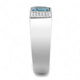 DA287 - High polished (no plating) Stainless Steel Ring with Synthetic in Sea Blue - Alamode - Flyclothing LLC