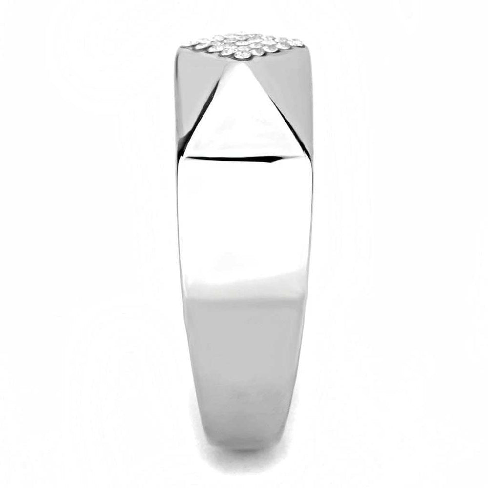 DA288 - High polished (no plating) Stainless Steel Ring with AAA Grade CZ in Clear - Alamode - Flyclothing LLC