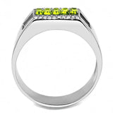 DA289 - High polished (no plating) Stainless Steel Ring with Top Grade Crystal in Olivine color - Alamode - Flyclothing LLC