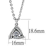 DA301 - High polished (no plating) Stainless Steel Chain Pendant with AAA Grade CZ in Clear - Alamode - Flyclothing LLC