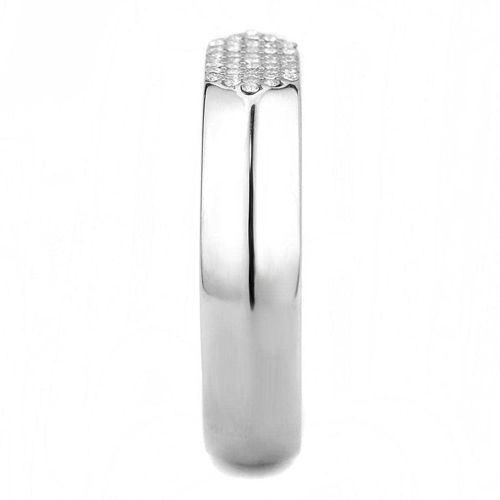 DA302 - No Plating Stainless Steel Ring with AAA Grade CZ in Clear - Alamode - Flyclothing LLC