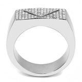 DA303 - No Plating Stainless Steel Ring with AAA Grade CZ in Clear - Alamode - Flyclothing LLC