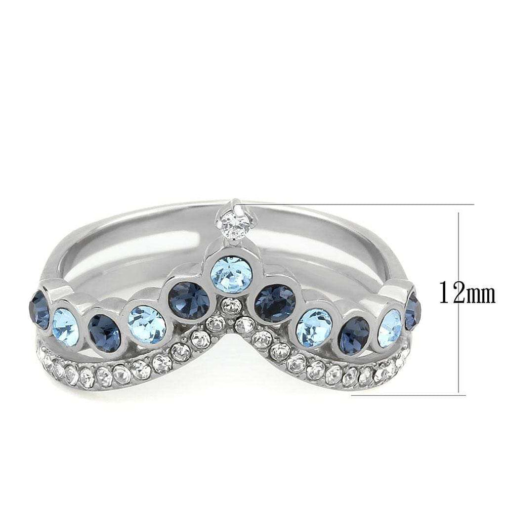 DA305 - No Plating Stainless Steel Ring with Top Grade Crystal in Multi Color - Alamode - Flyclothing LLC