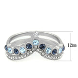 DA305 - No Plating Stainless Steel Ring with Top Grade Crystal in Multi Color - Alamode - Flyclothing LLC