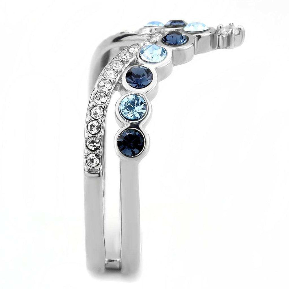 DA305 - No Plating Stainless Steel Ring with Top Grade Crystal in Multi Color - Alamode - Flyclothing LLC