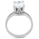 DA314 - No Plating Stainless Steel Ring with AAA Grade CZ in Clear - Alamode - Flyclothing LLC