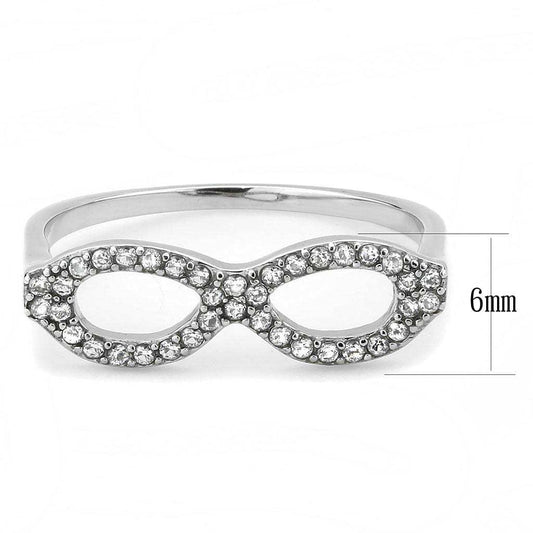 DA315 - No Plating Stainless Steel Ring with AAA Grade CZ in Clear - Alamode - Flyclothing LLC