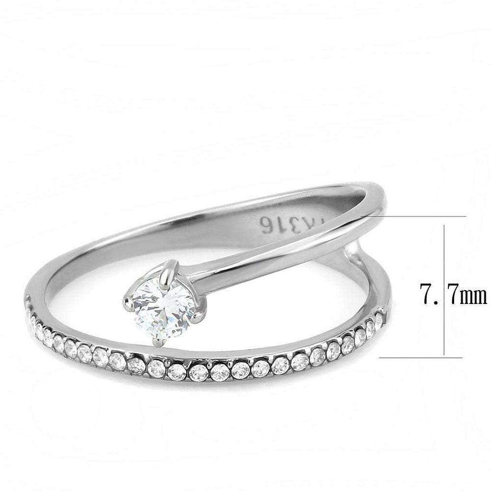 DA316 - No Plating Stainless Steel Ring with AAA Grade CZ in Clear - Alamode - Flyclothing LLC
