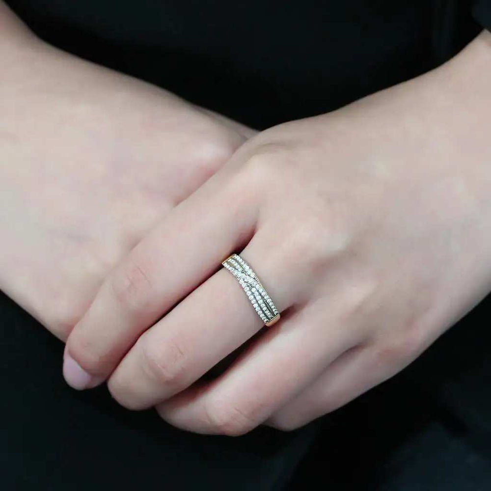 DA321 - IP Gold(Ion Plating) Stainless Steel Ring with AAA Grade CZ in Clear - Alamode - Flyclothing LLC