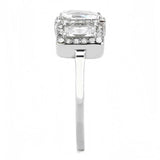 DA322 - No Plating Stainless Steel Ring with AAA Grade CZ in Clear - Alamode - Flyclothing LLC