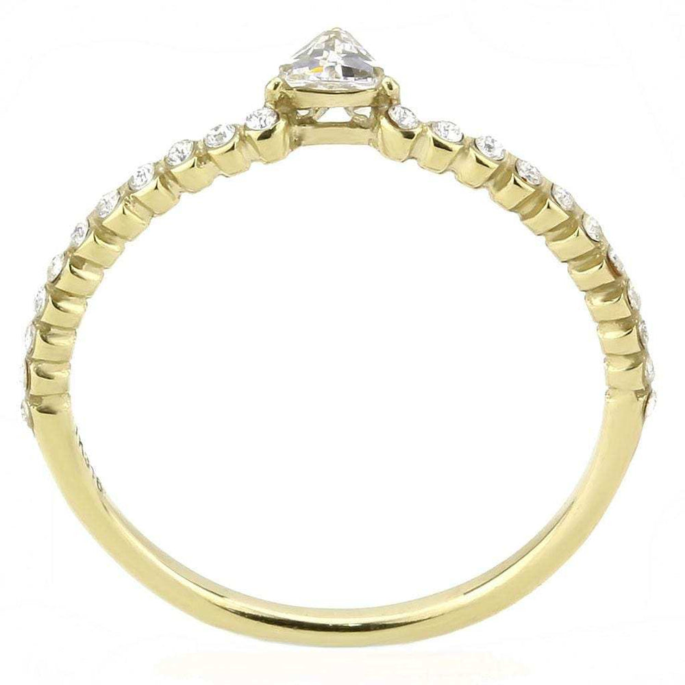 DA323 - IP Gold(Ion Plating) Stainless Steel Ring with AAA Grade CZ in Clear - Alamode - Flyclothing LLC