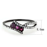 DA324 - IP Black(Ion Plating) Stainless Steel Ring with AAA Grade CZ in Fuchsia - Alamode - Flyclothing LLC