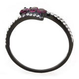 DA324 - IP Black(Ion Plating) Stainless Steel Ring with AAA Grade CZ in Fuchsia - Alamode - Flyclothing LLC