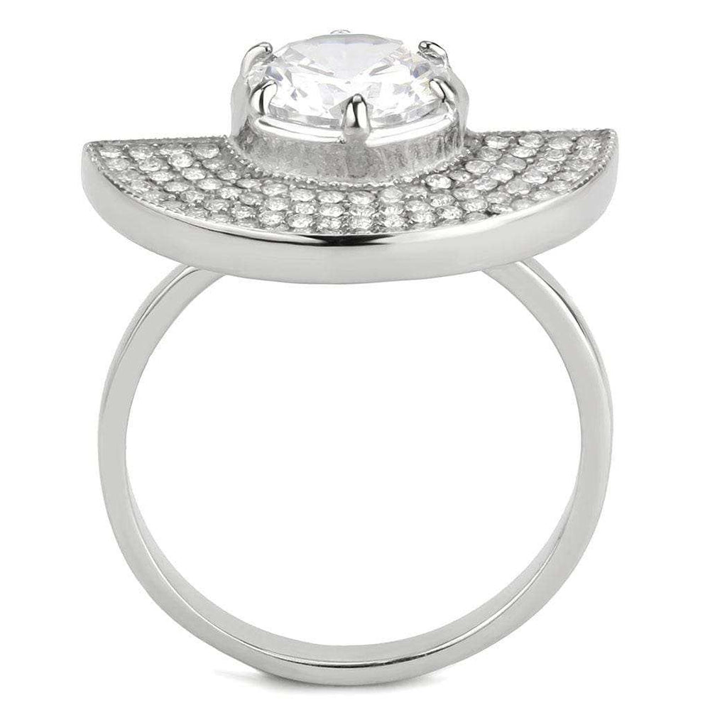 DA336 - No Plating Stainless Steel Ring with AAA Grade CZ in Clear - Alamode - Flyclothing LLC