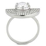 DA336 - No Plating Stainless Steel Ring with AAA Grade CZ in Clear - Alamode - Flyclothing LLC