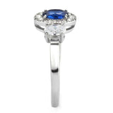DA337 - No Plating Stainless Steel Ring with Synthetic Spinel in London Blue - Alamode - Flyclothing LLC