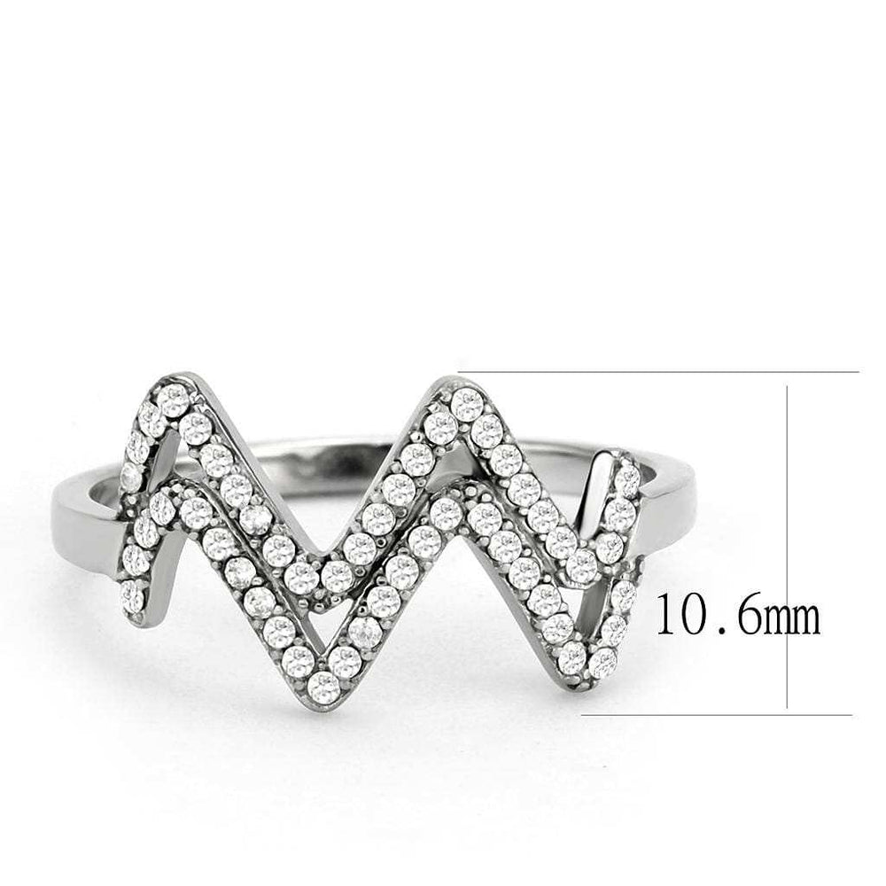 DA339 - No Plating Stainless Steel Ring with AAA Grade CZ in Clear - Alamode - Flyclothing LLC