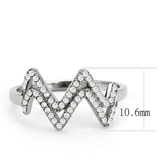 DA339 - No Plating Stainless Steel Ring with AAA Grade CZ in Clear - Alamode - Flyclothing LLC